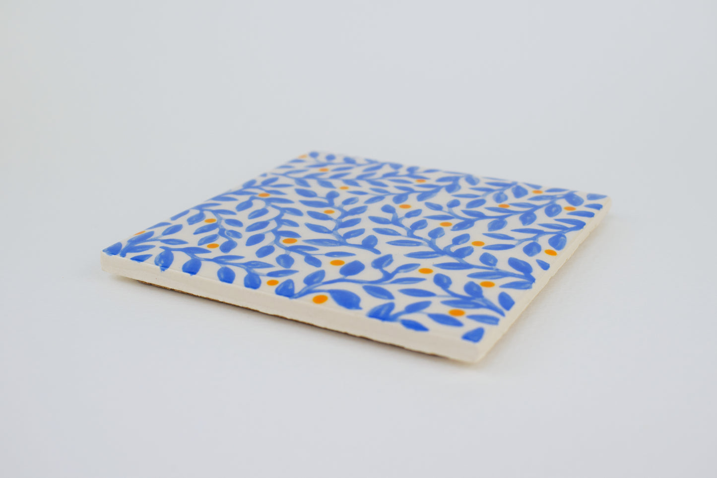 Blue Leaf Silhouette Coaster