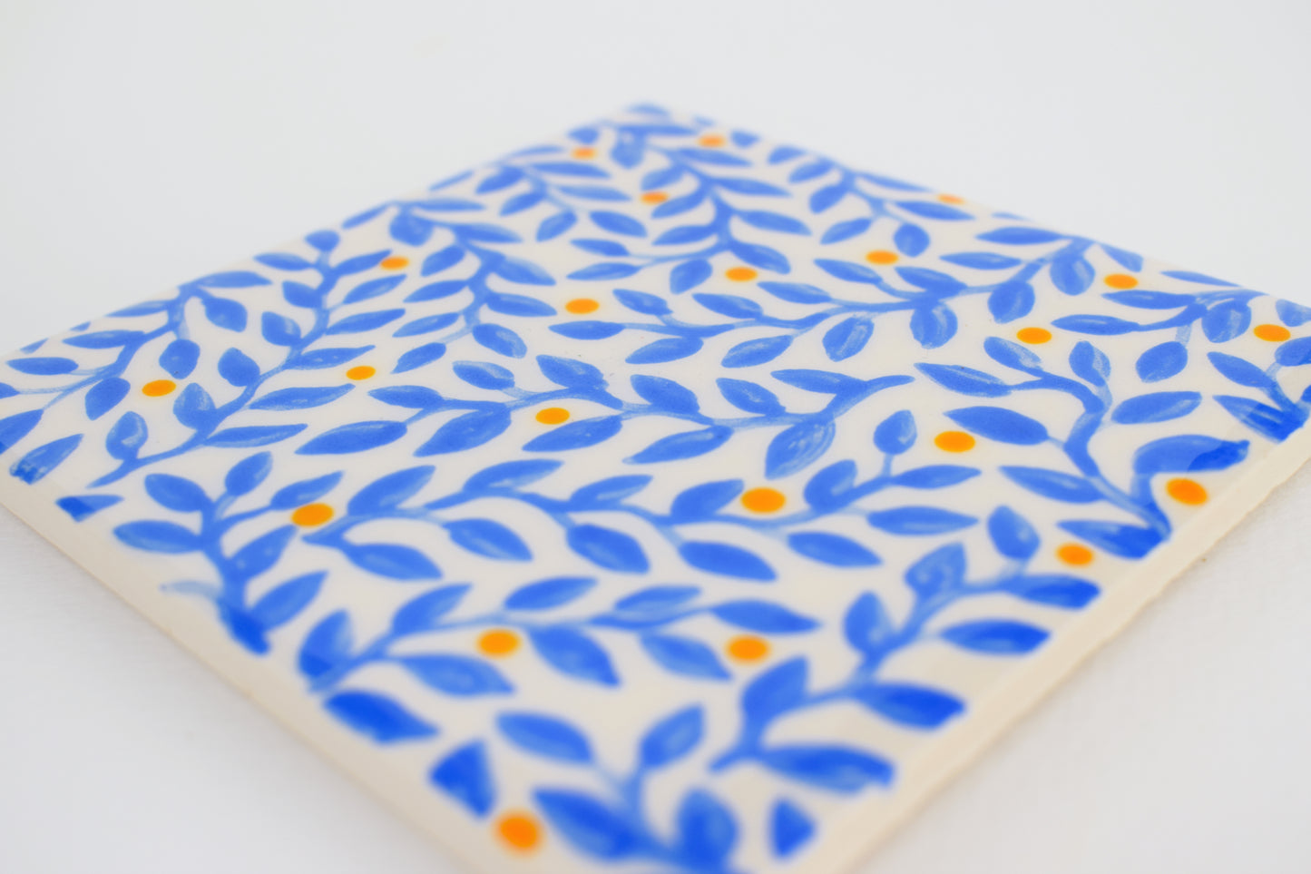 Blue Leaf Silhouette Coaster