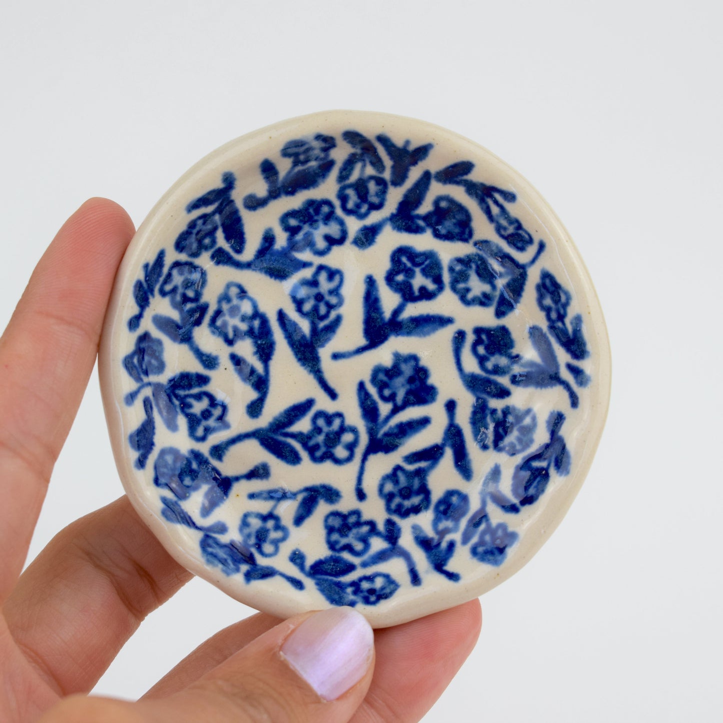 Blue Flower Field Trinket Dish