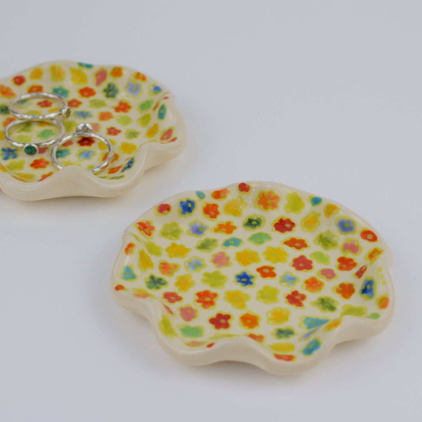 Green Floral Trinket Dish