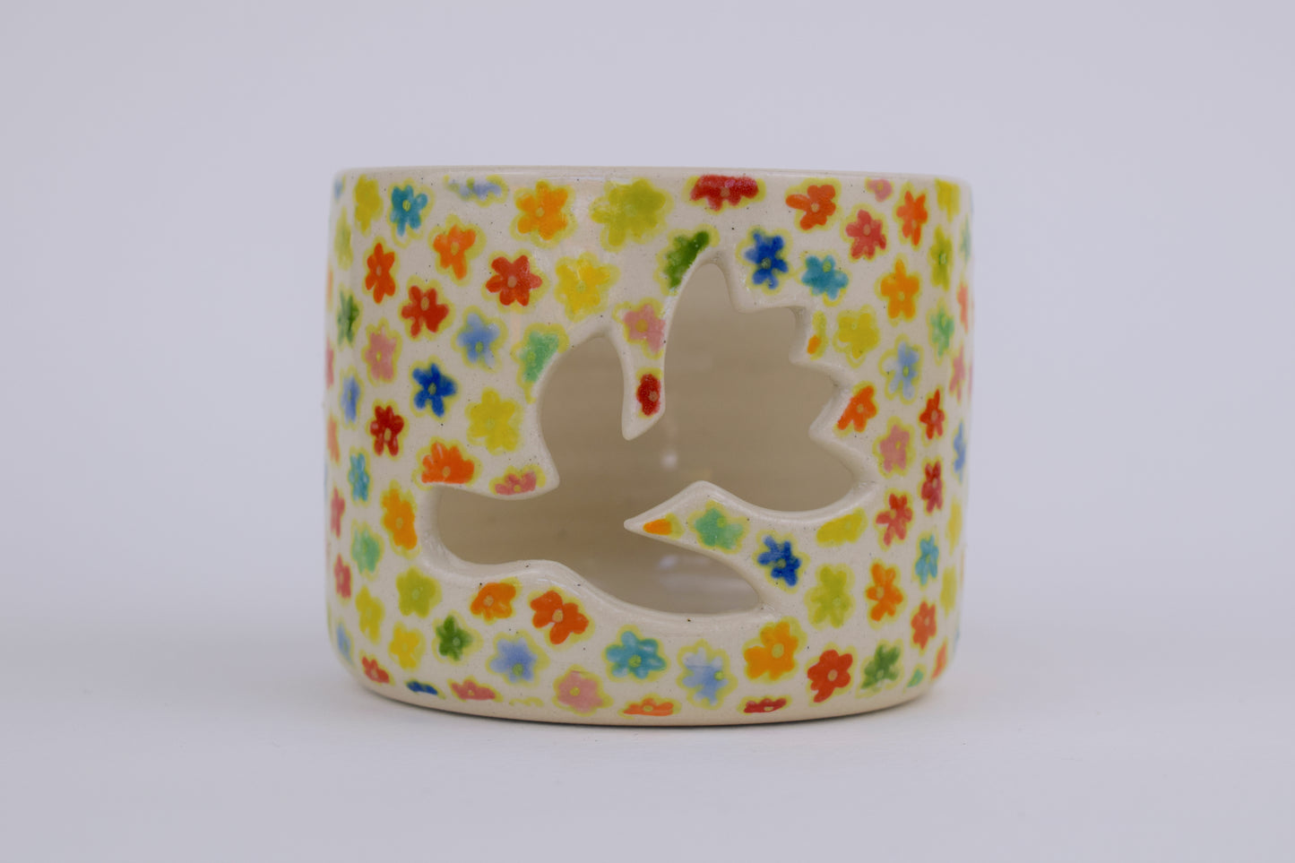 Green Floral Tea Light Holder