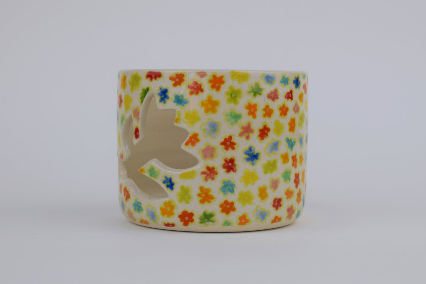 Green Floral Tea Light Holder