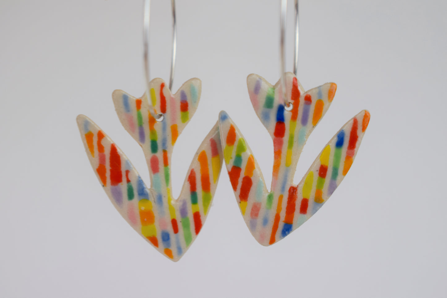 Multicoloured Stripe Flower Earrings