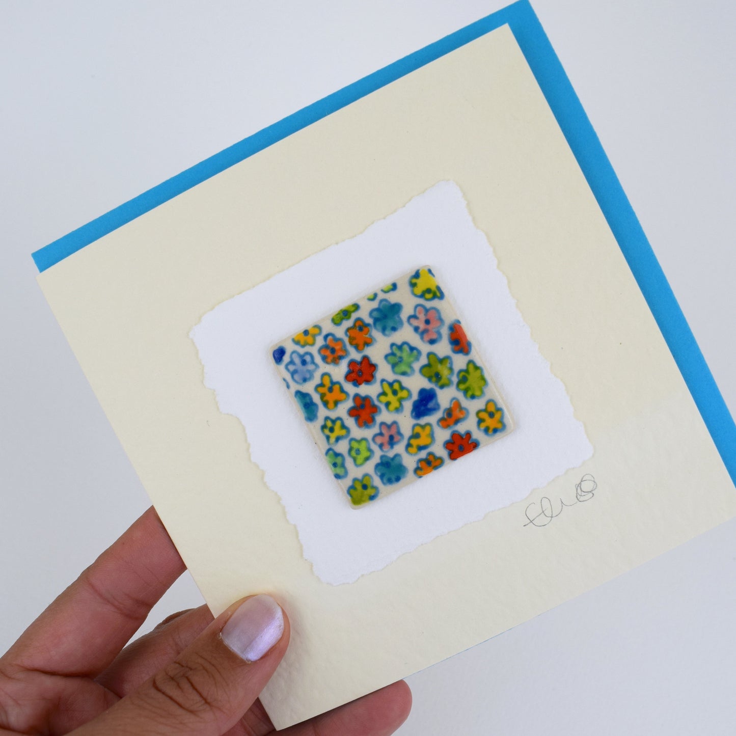 Blue Floral Greeting Card (3 for £20)