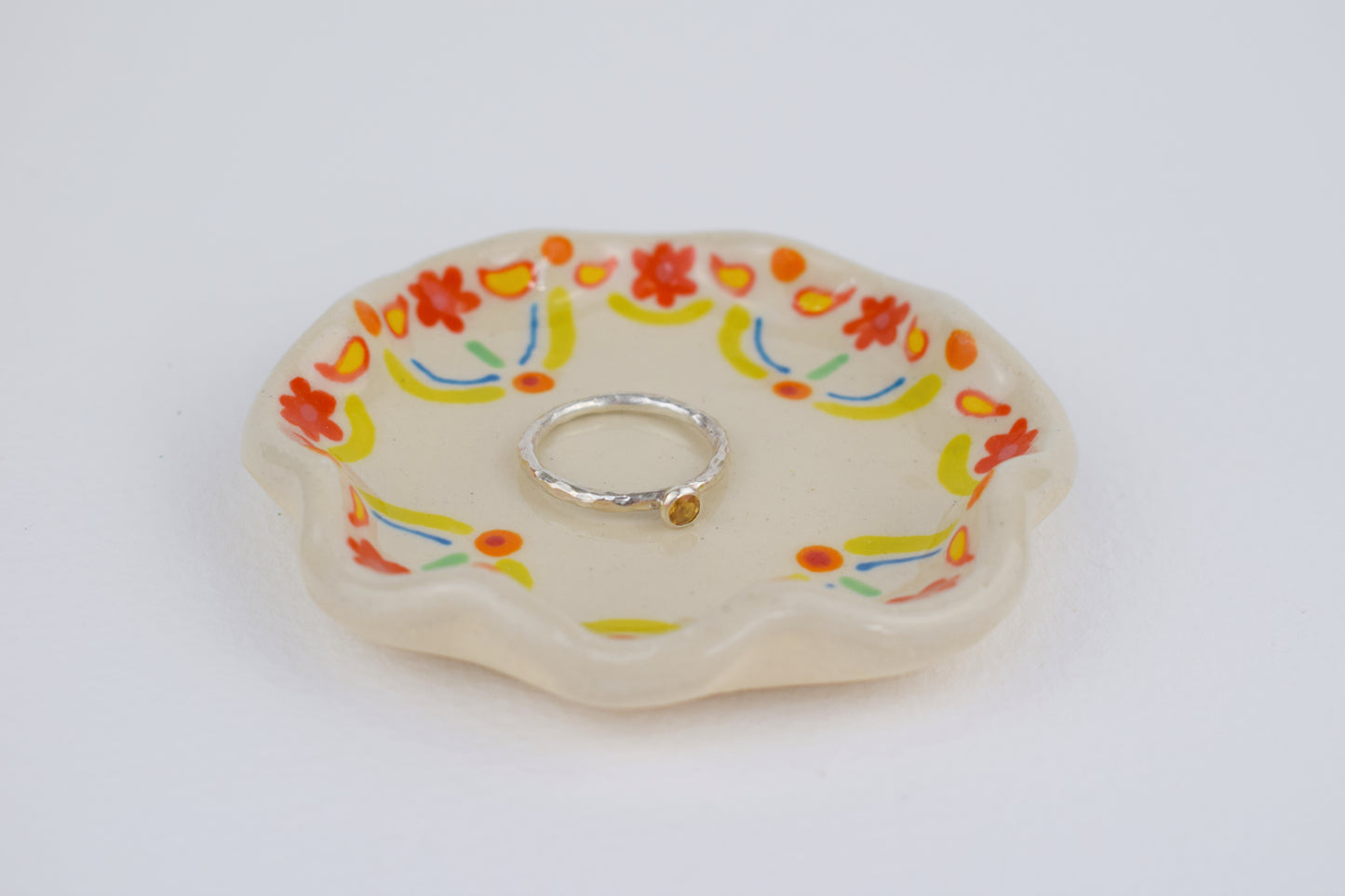Red flower Ring Dish