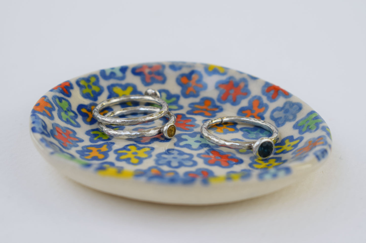 Blue Floral Trinket Dish