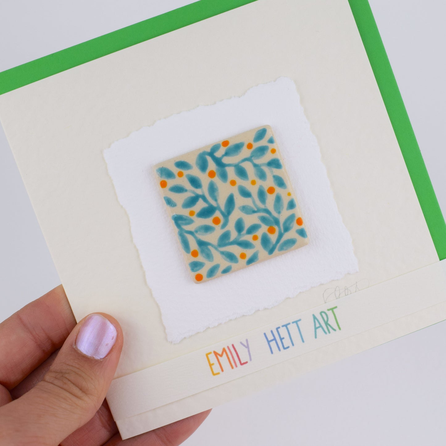 Turquoise Leaf Greeting Card (3 for £20)