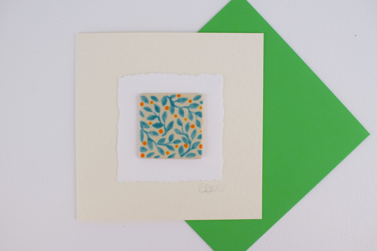 Turquoise Leaf Greeting Card (3 for £20)