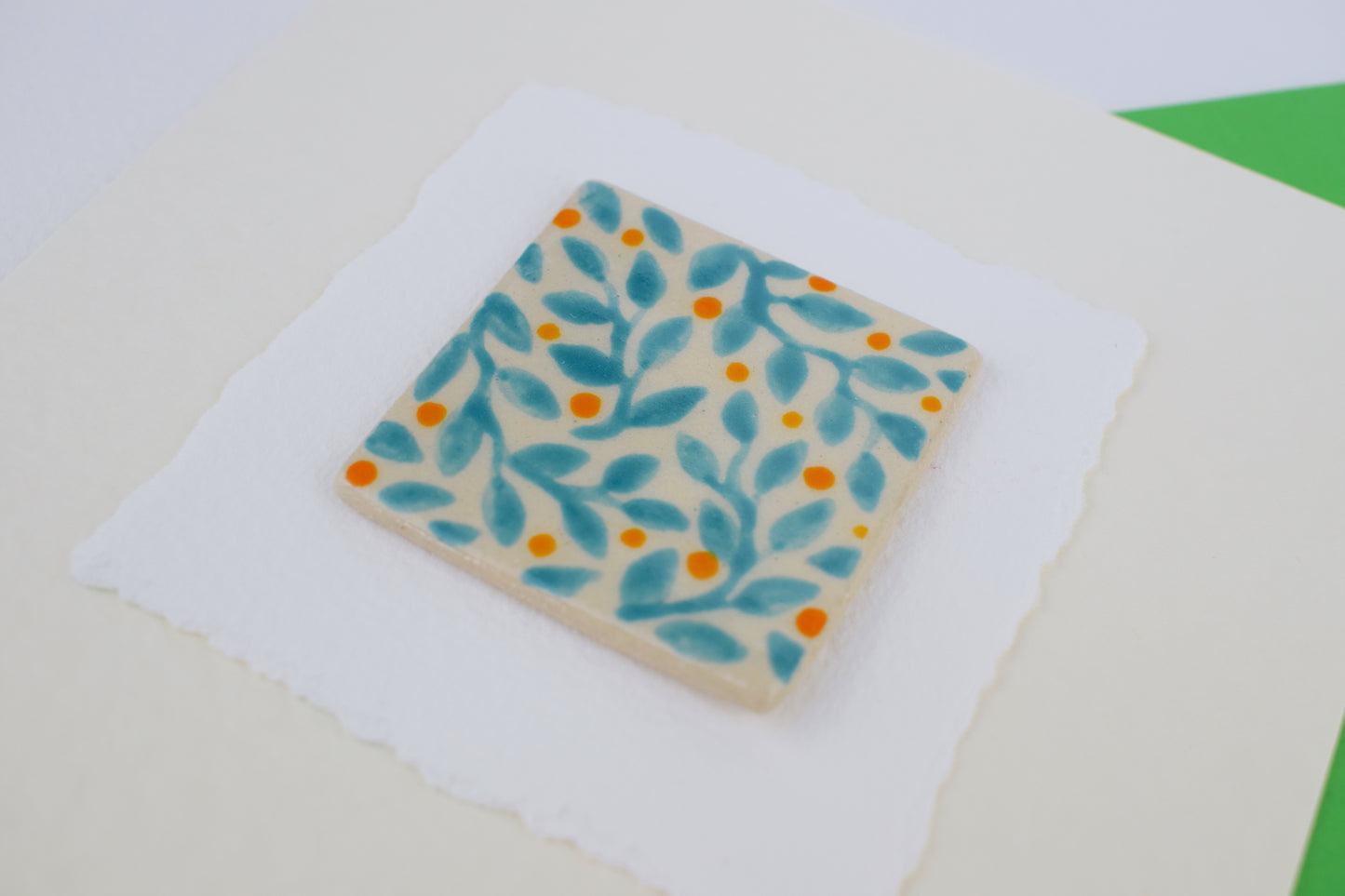 Turquoise Leaf Greeting Card (3 for £20)