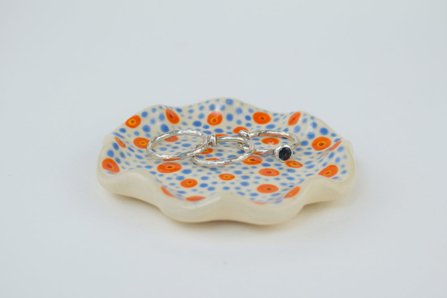 Blue and Orange Spot Trinket Dish
