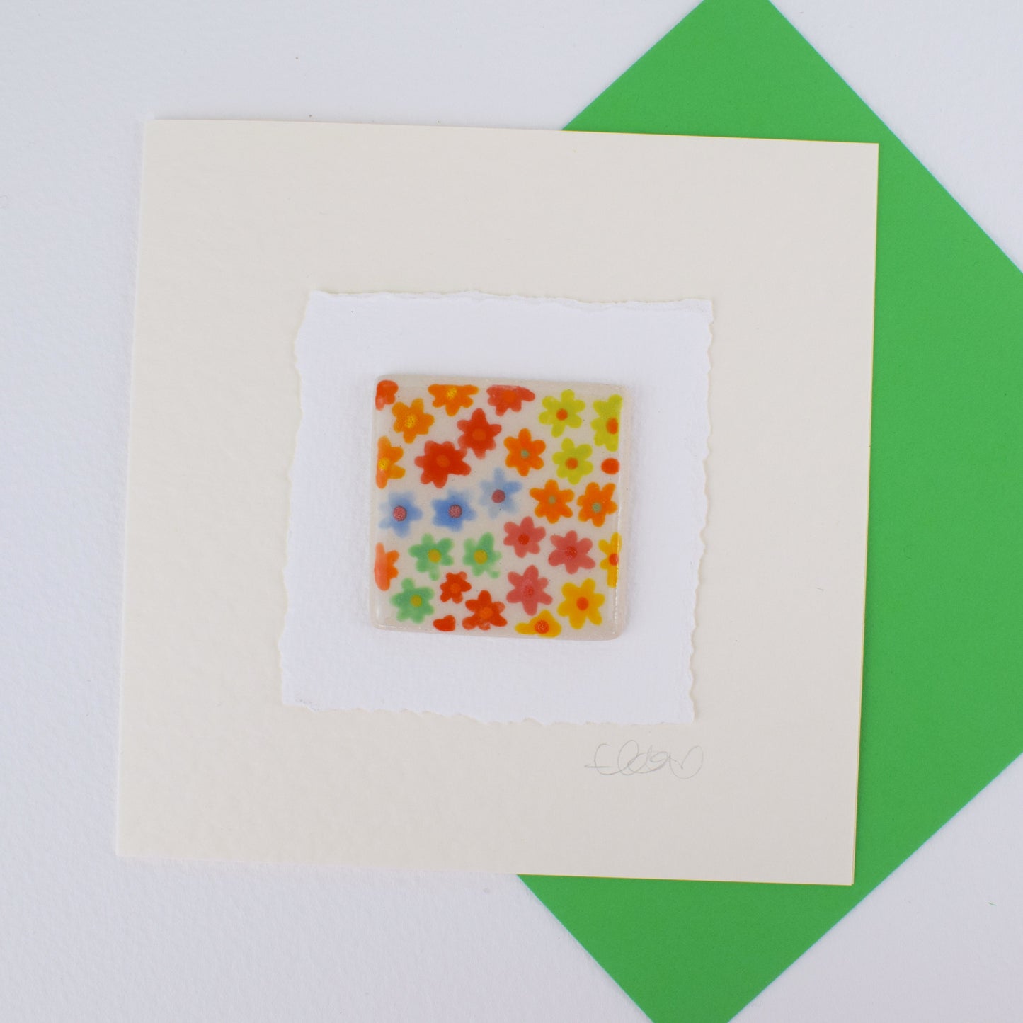 Multicoloured Square Floral Greeting Card (3 for £20)