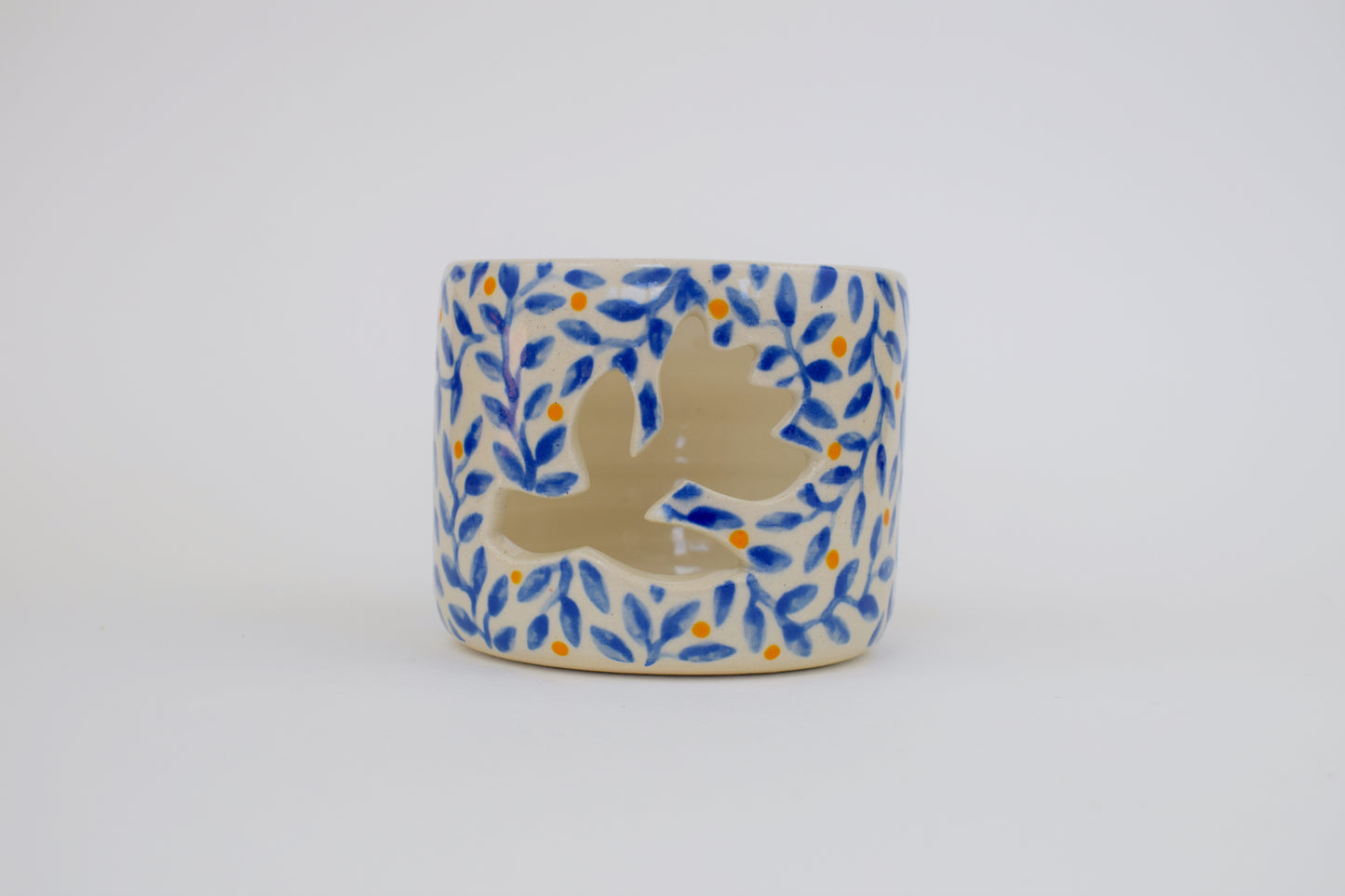 Blue Leaf Tea Light Holder