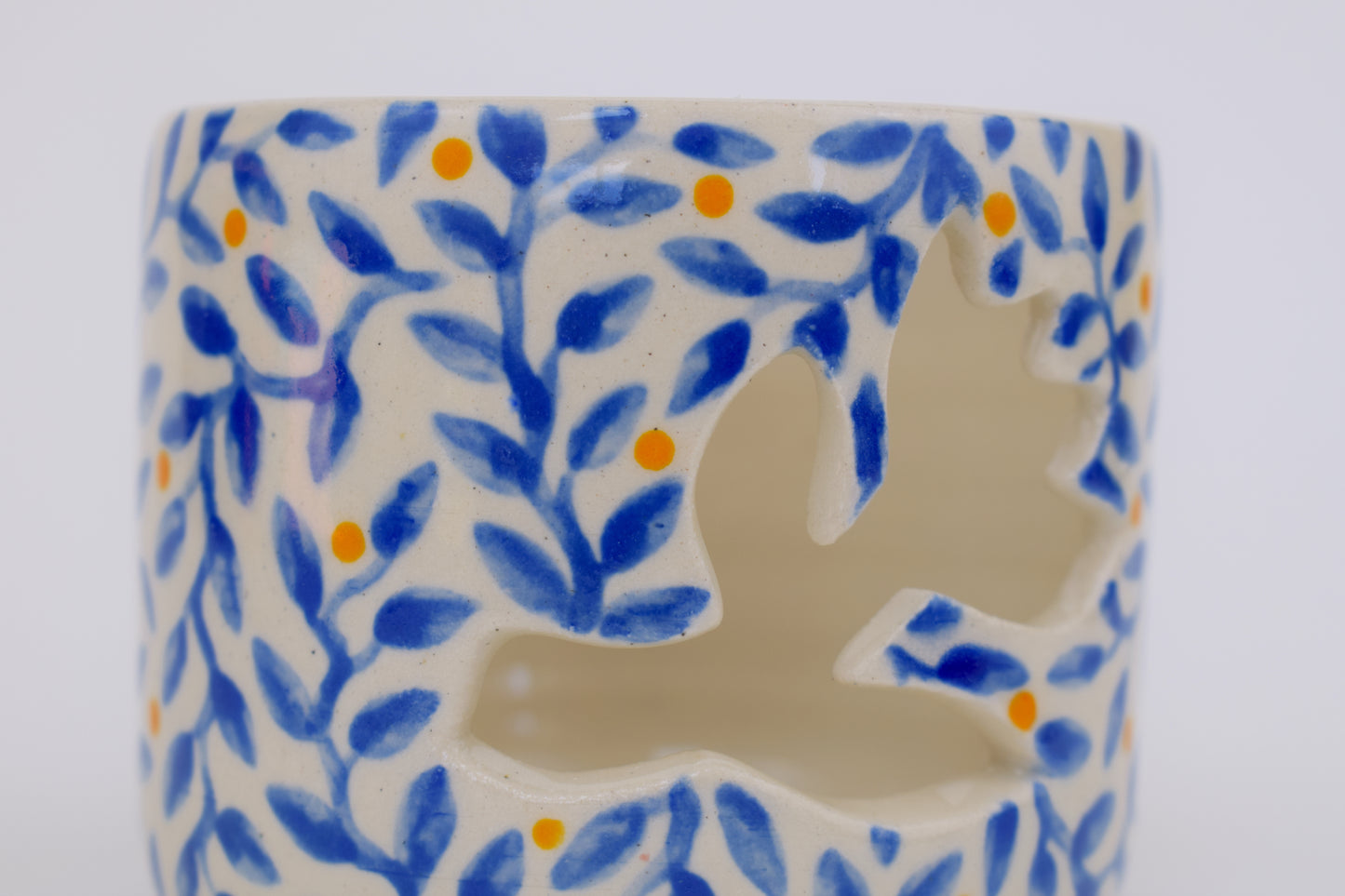 Blue Leaf Tea Light Holder