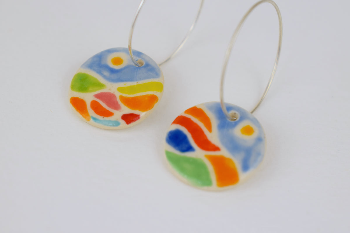Multicolored Landscape Earrings