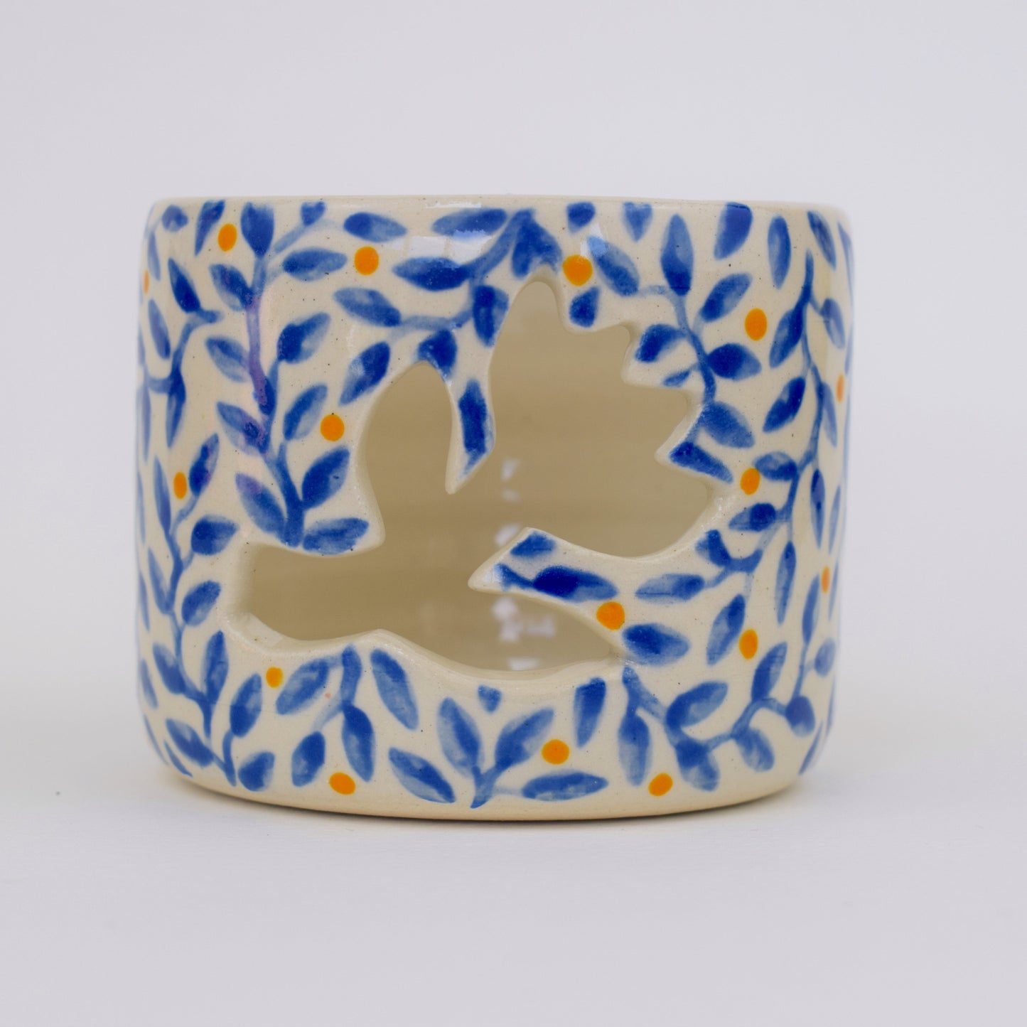 Blue Leaf Tea Light Holder
