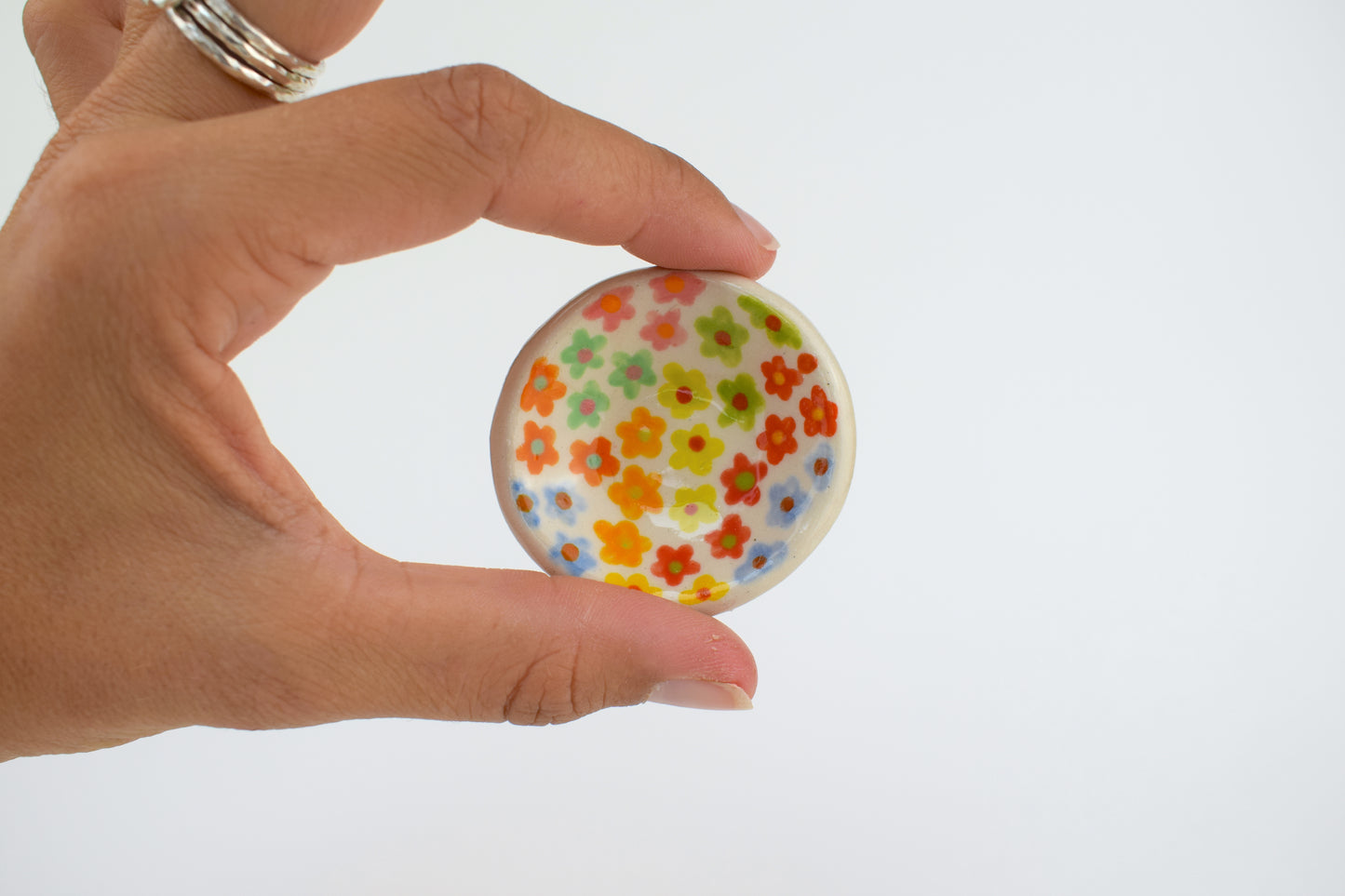 Multicoloured Floral Mini Trinket Dish