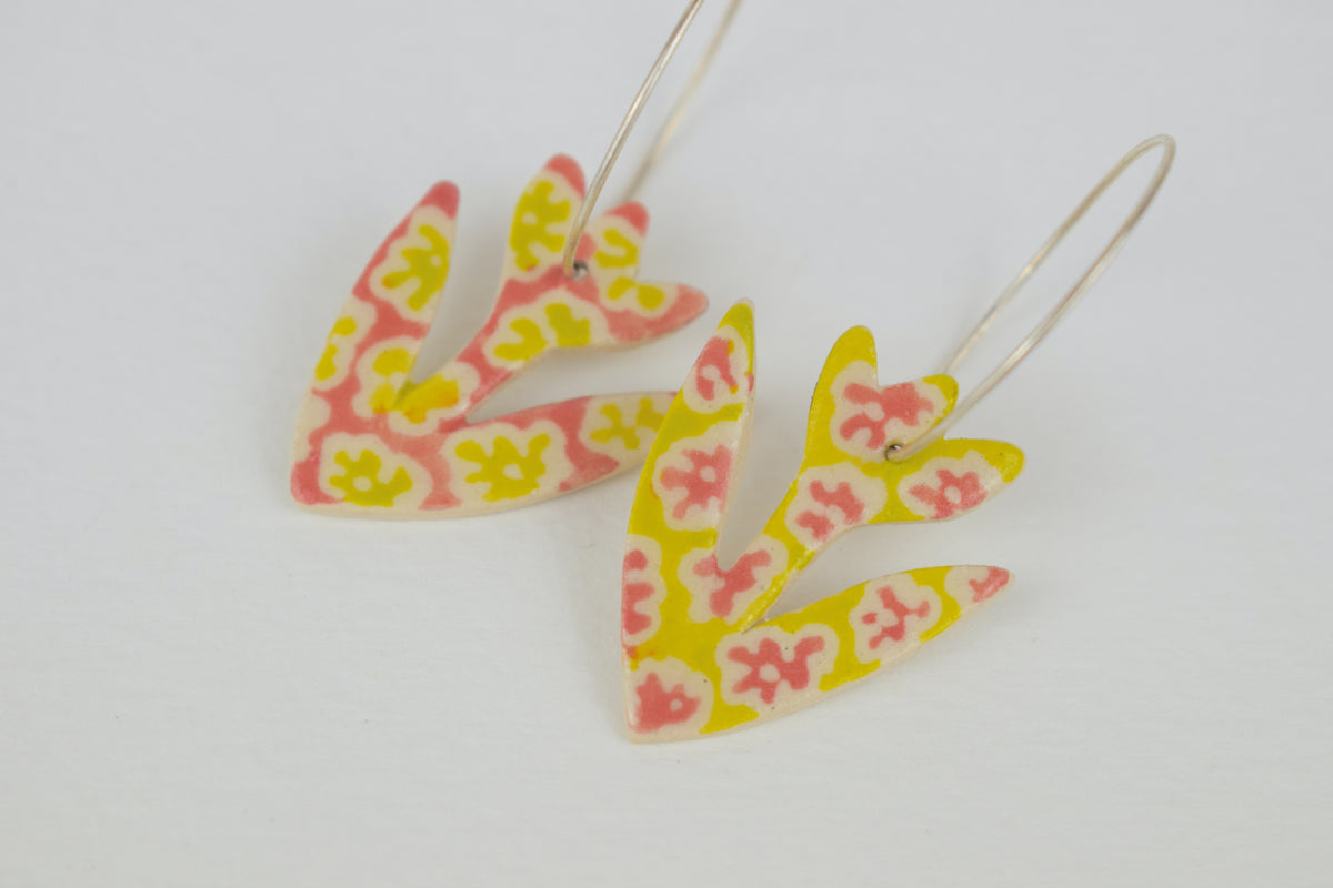 Pinky Green Flower Earrings