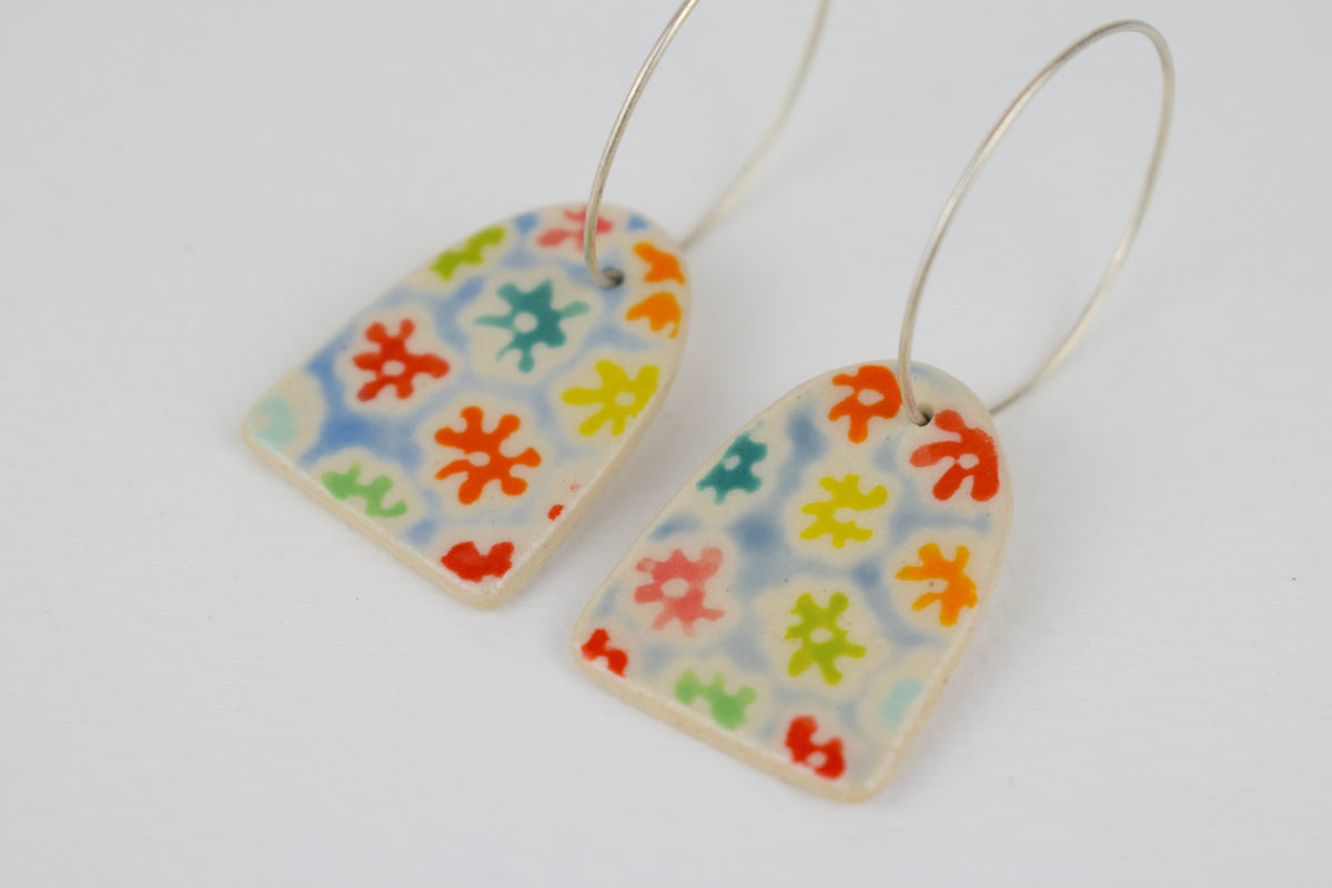Blue Floral Earrings