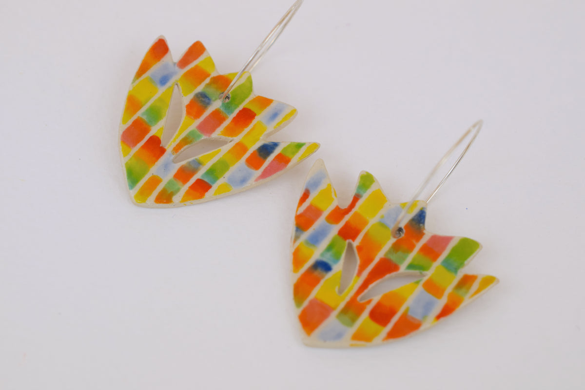 Multicoloured Stripe Tulip Earrings