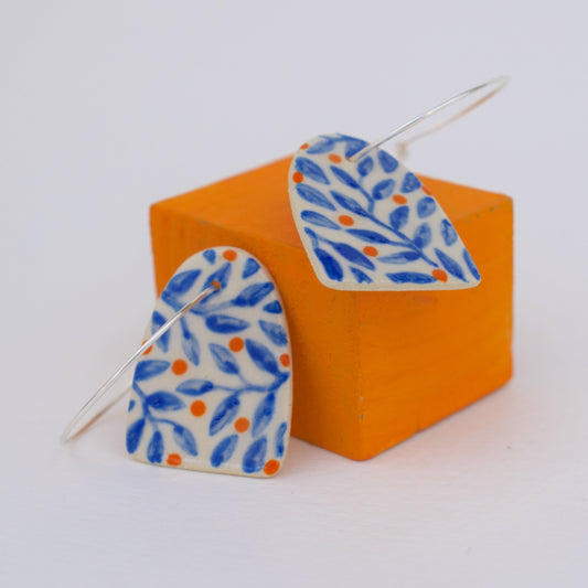 Blue Leaf Earrings