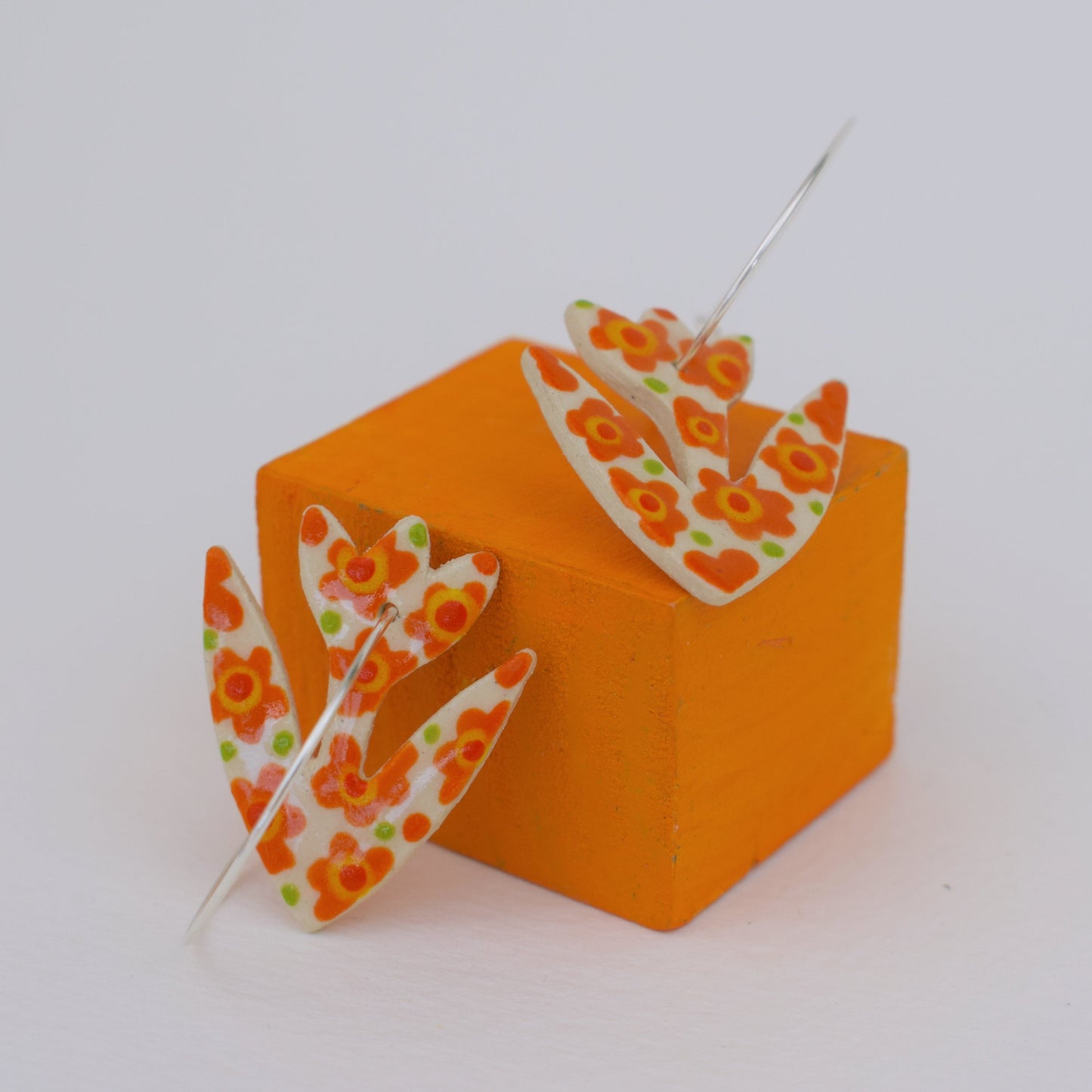 Orange Flower Earrings