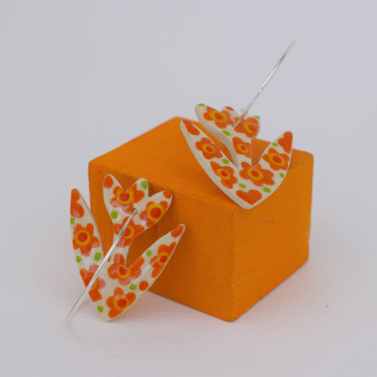 Orange Flower Earrings