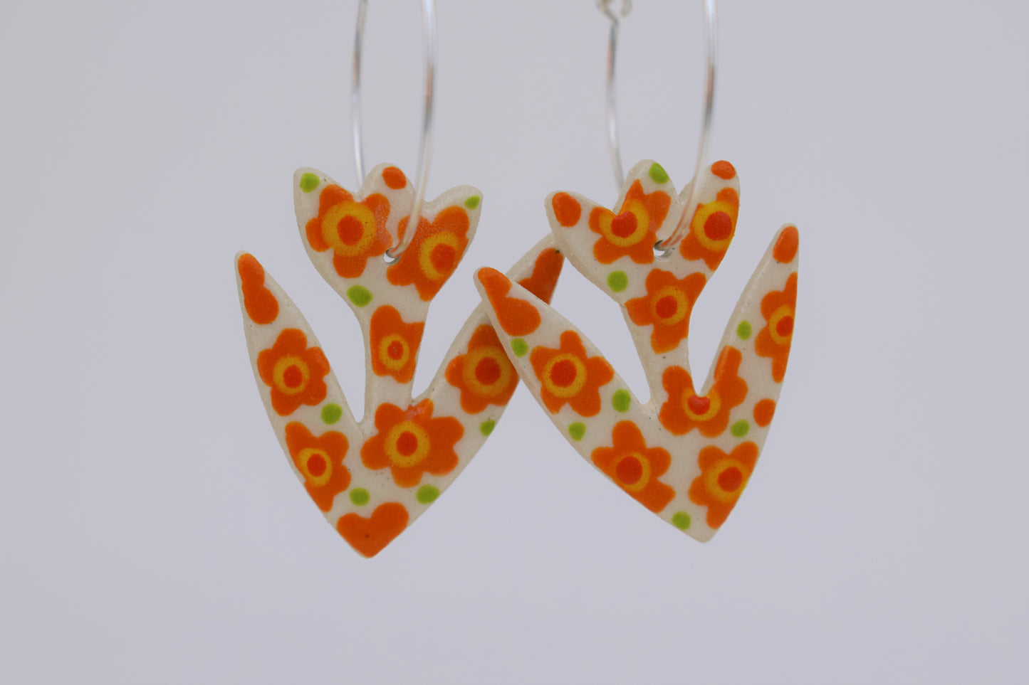 Orange Flower Earrings