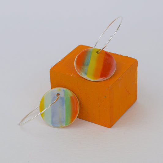 Rainbow Stripe Circle Earrings