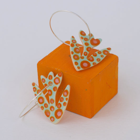 Turquoise and Orange Spot Earrings