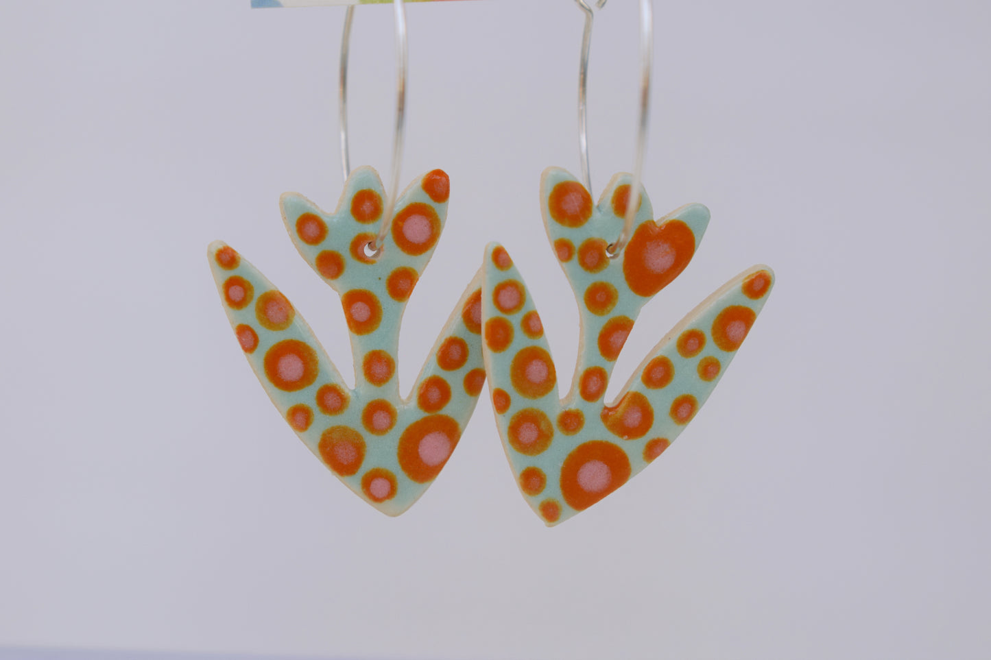 Turquoise and Orange Spot Earrings