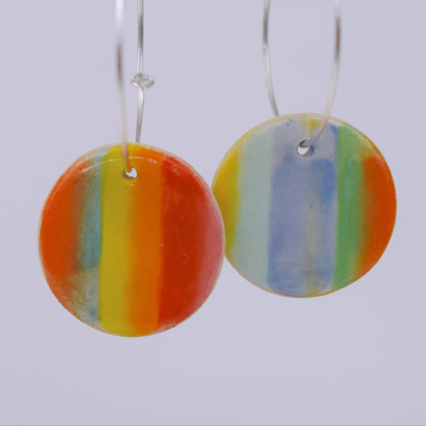 Rainbow Stripe Circle Earrings