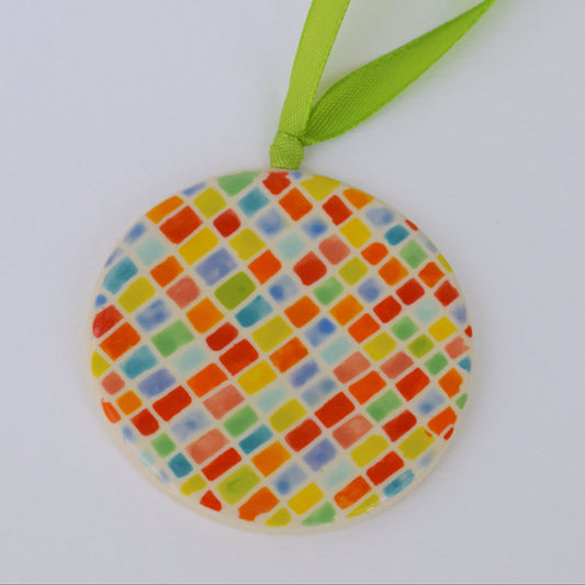 Hanging Tree Decoration - Crosshatch Rainbow