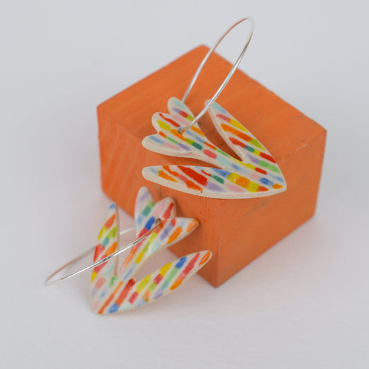 Multicoloured Stripe Flower Earrings