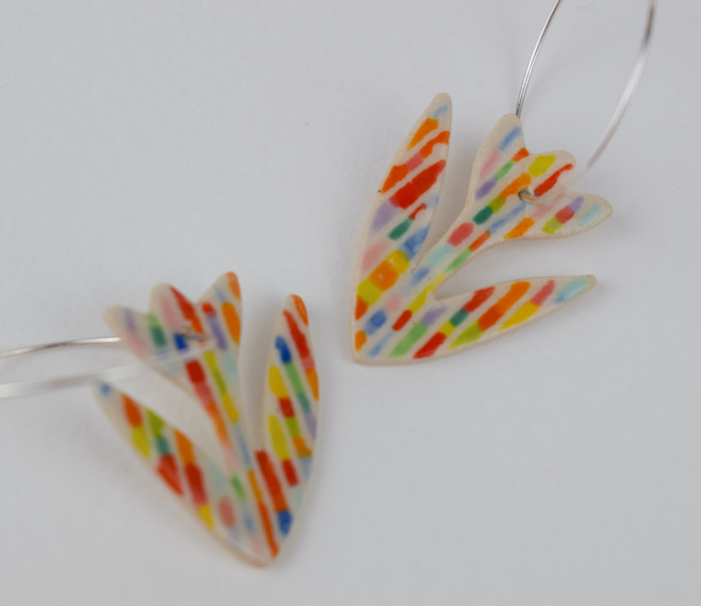 Multicoloured Stripe Flower Earrings