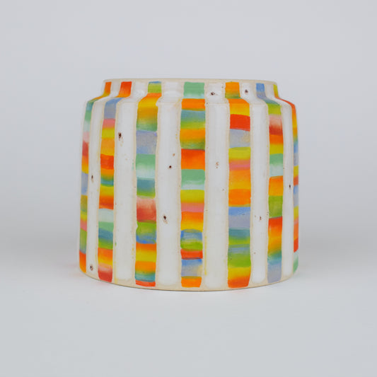 Multicoloured Chunky Stripe Mini Vase