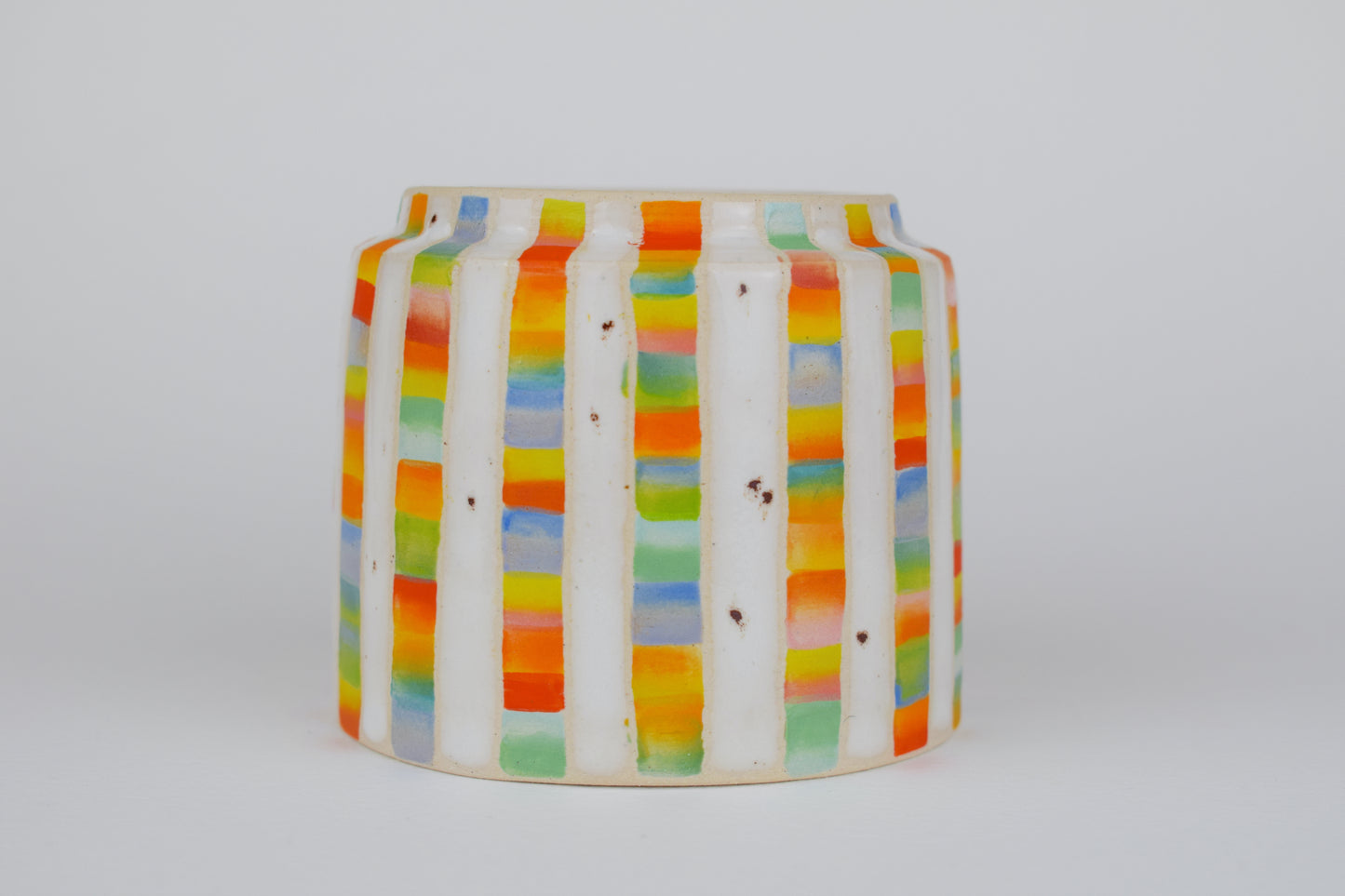 Multicoloured Chunky Stripe Mini Vase