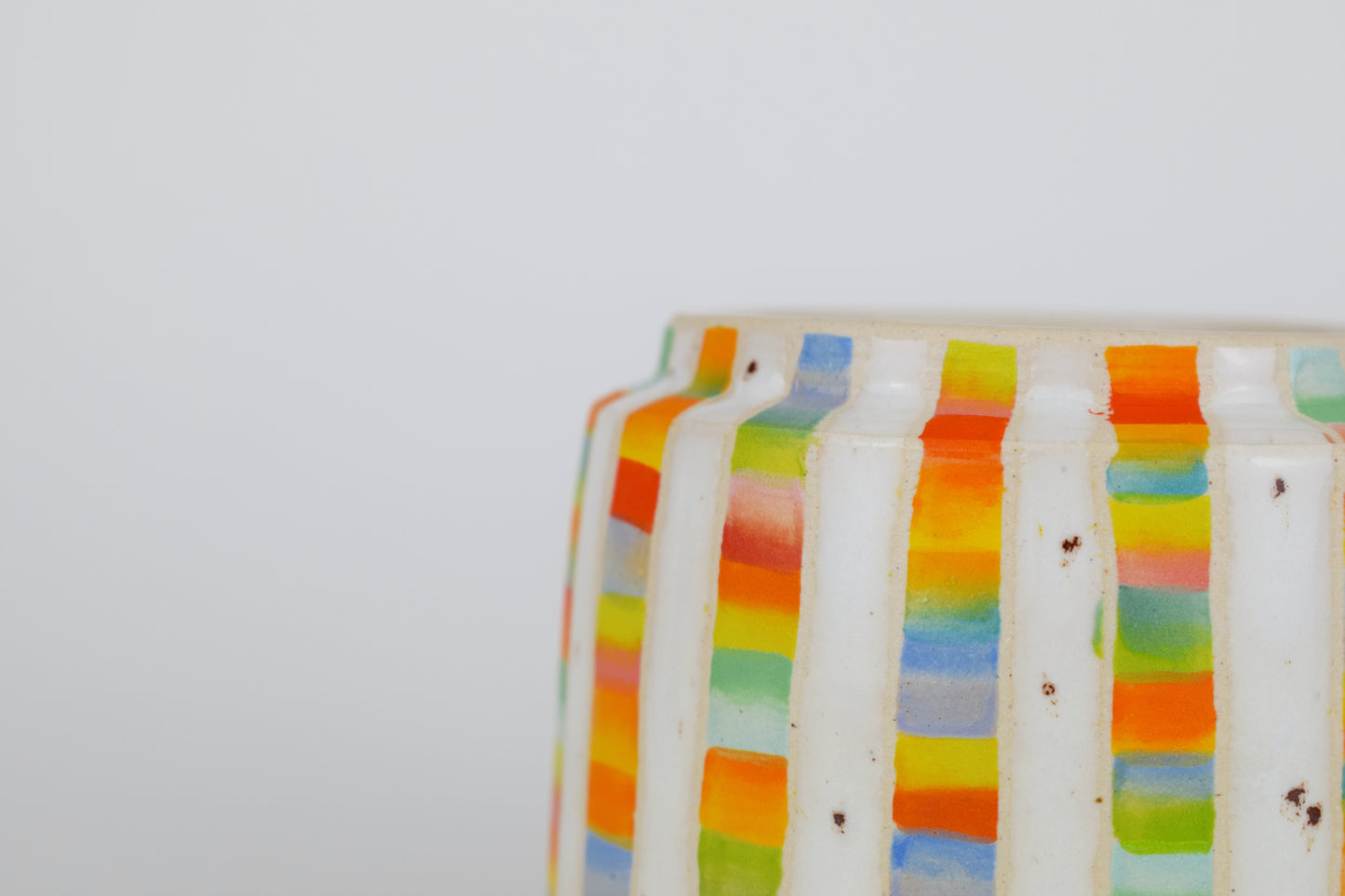 Multicoloured Chunky Stripe Mini Vase