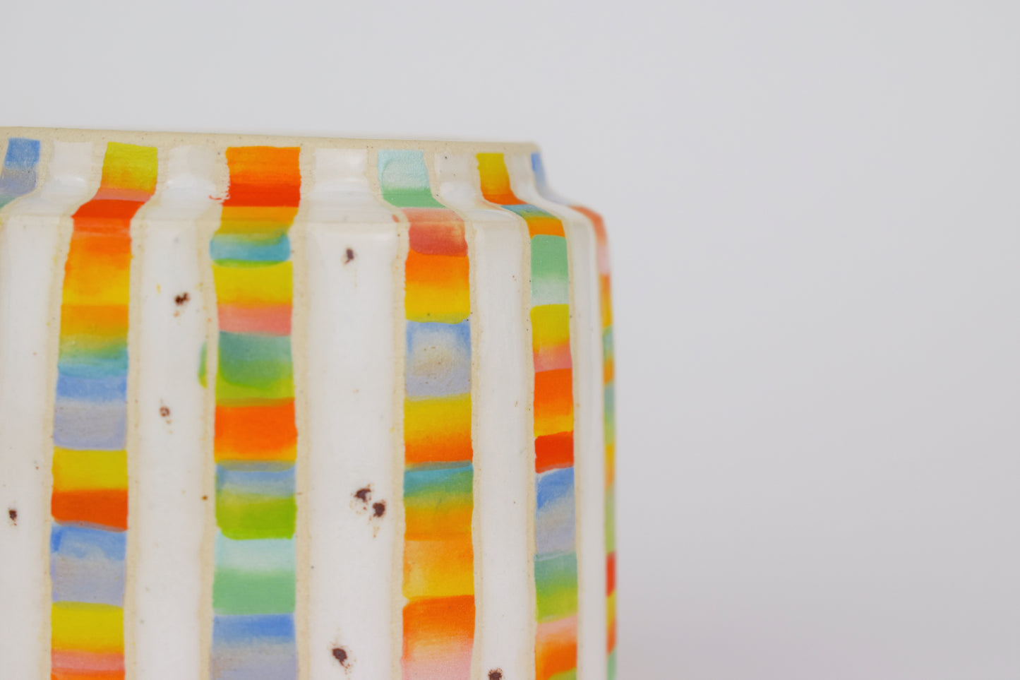 Multicoloured Chunky Stripe Mini Vase