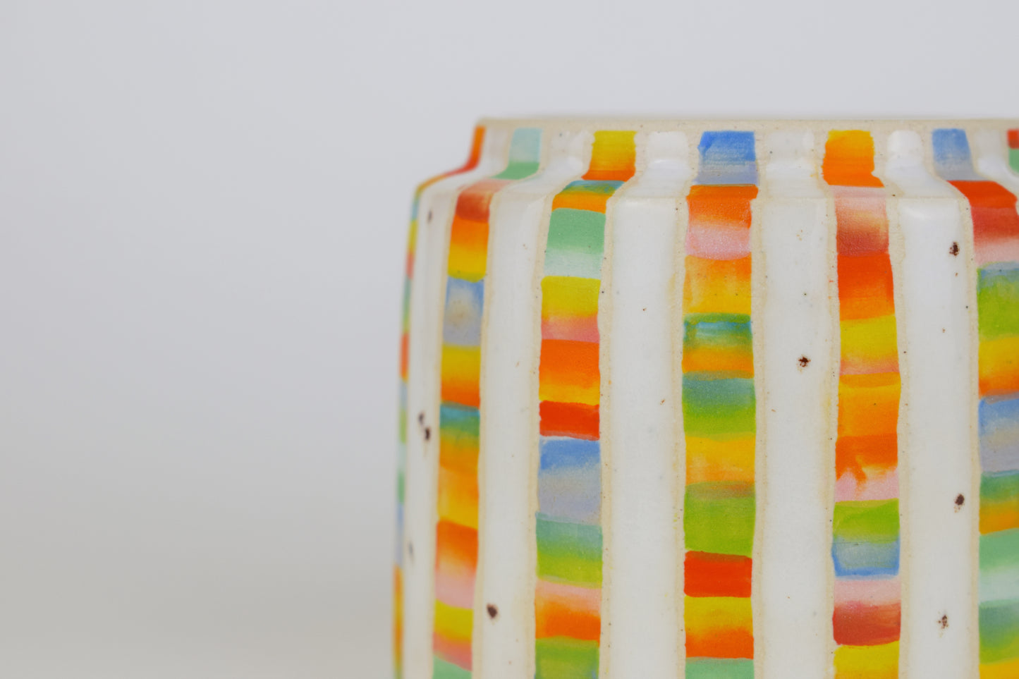 Multicoloured Chunky Stripe Mini Vase