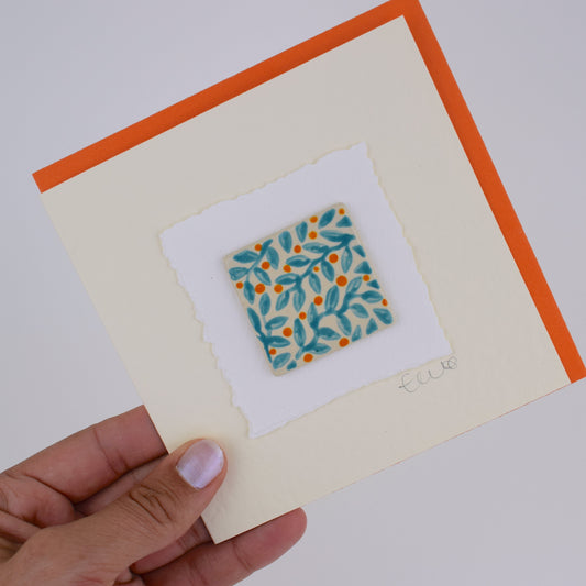 Turquoise Floral Greeting Card (3 for £20)