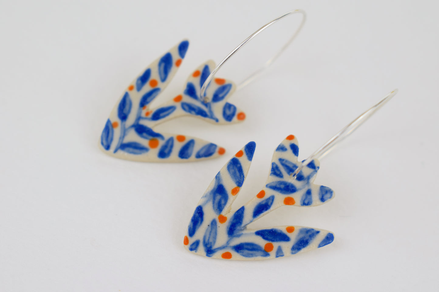 Blue Leaf Flower Earrings