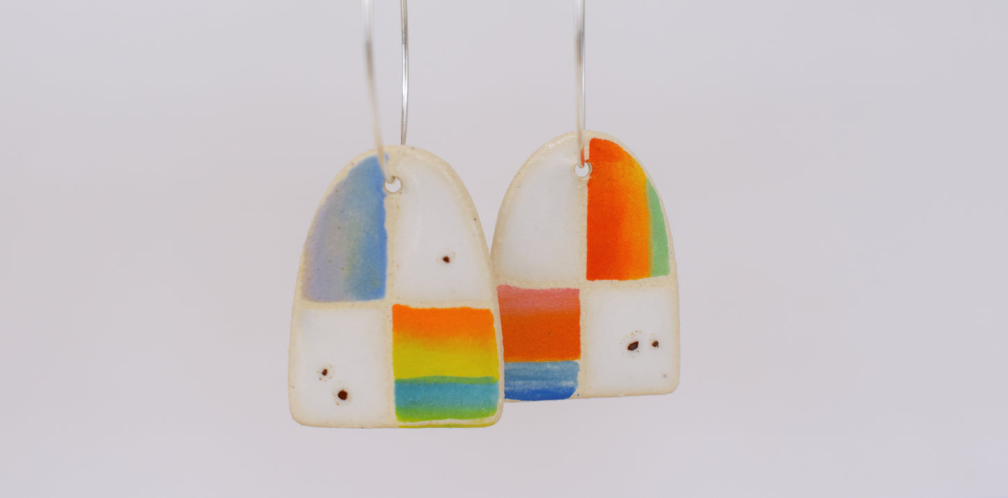 Rainbow Check Earrings