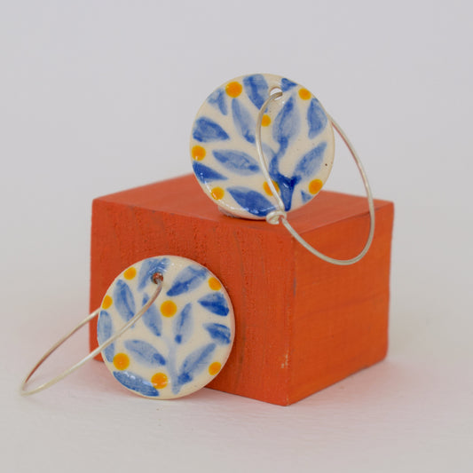 Blue Leaf Earrings
