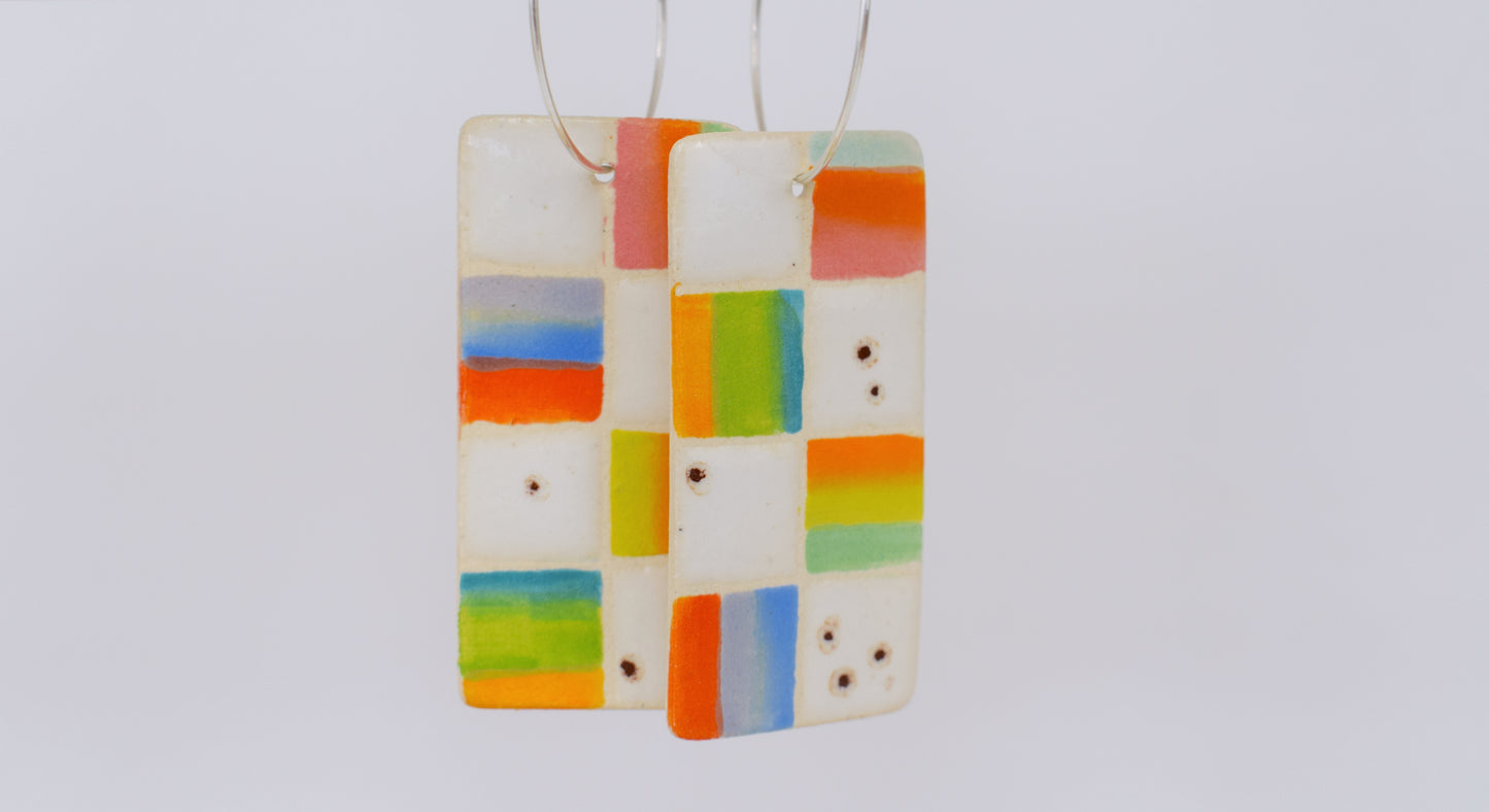 Multicoloured Check Earrings