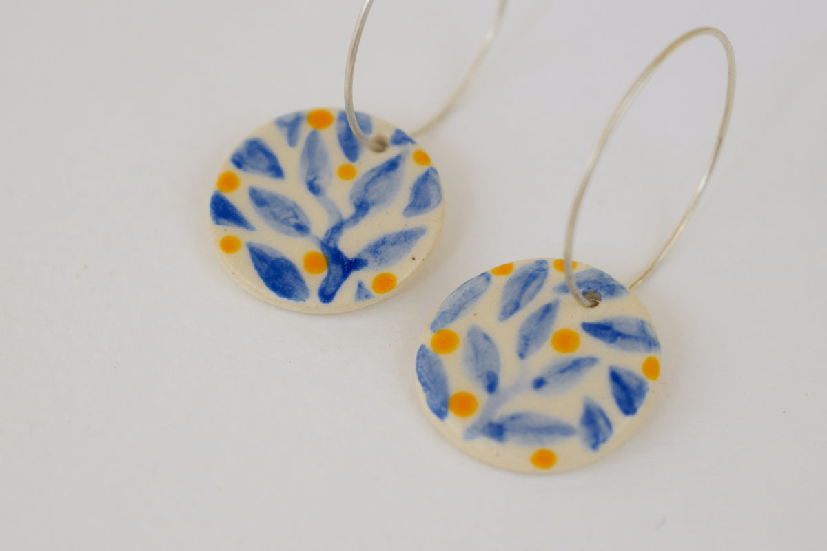 Blue Leaf Earrings