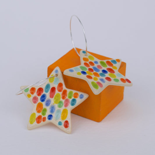 Carved Sunshine Star Earrings