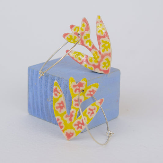 Pinky Green Flower Earrings