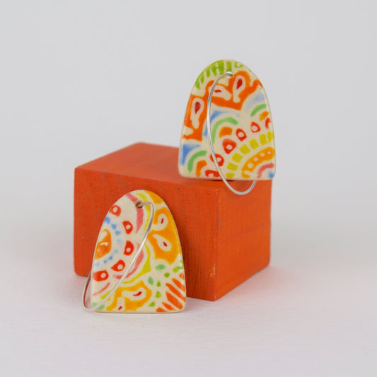 Multicoloured Batik Earrings