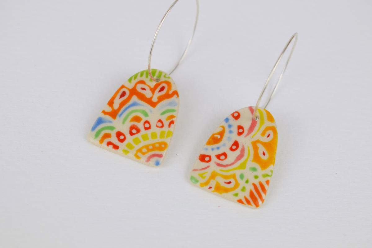 Multicoloured Batik Earrings