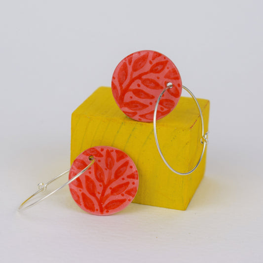 Pink Leaf Earrings